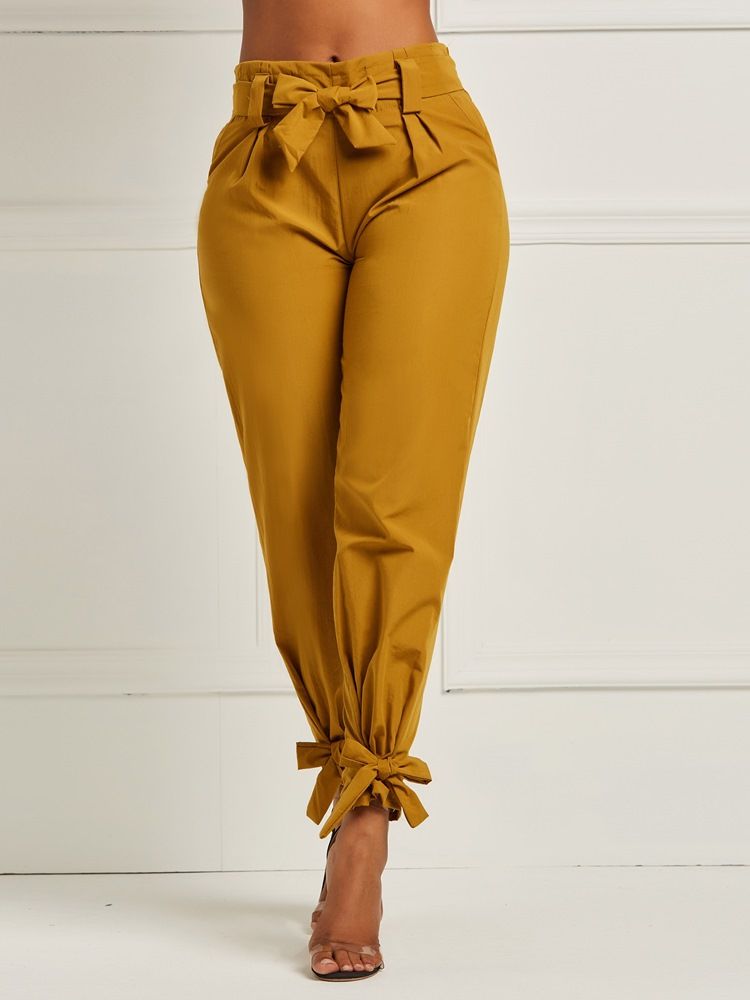 Bowknot Plain Pencil Pants For Kvinner