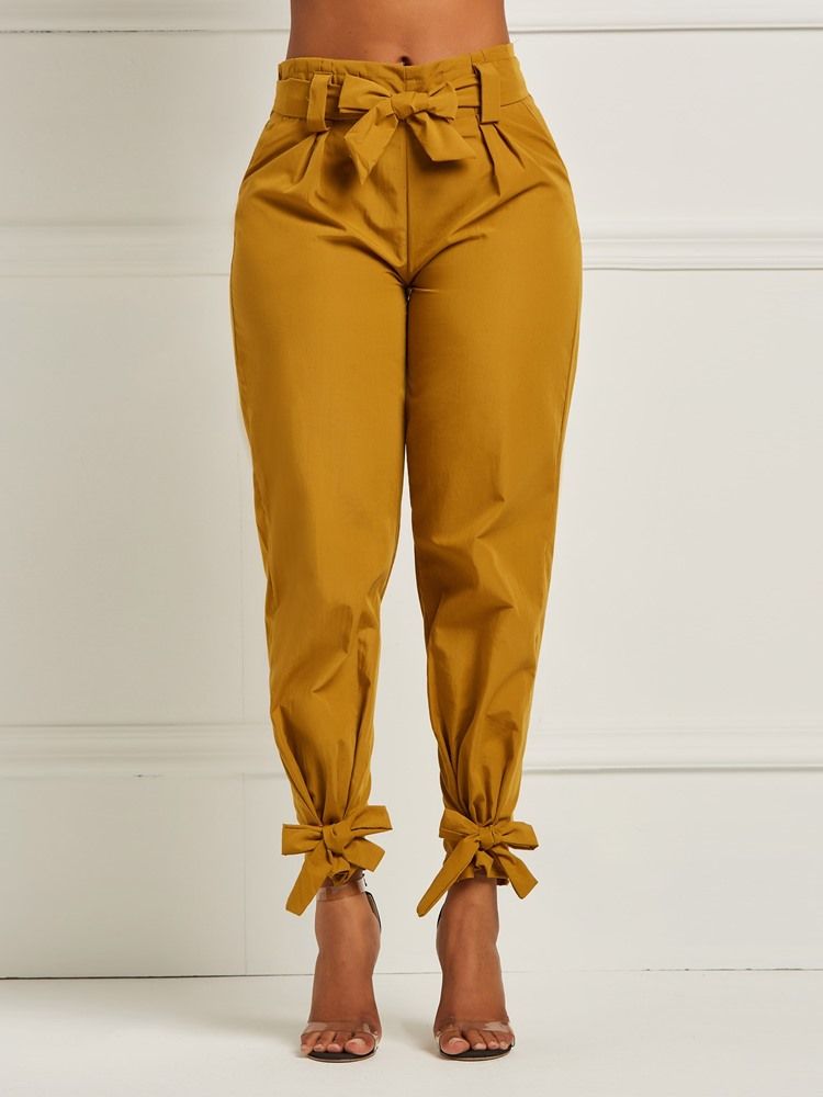 Bowknot Plain Pencil Pants For Kvinner