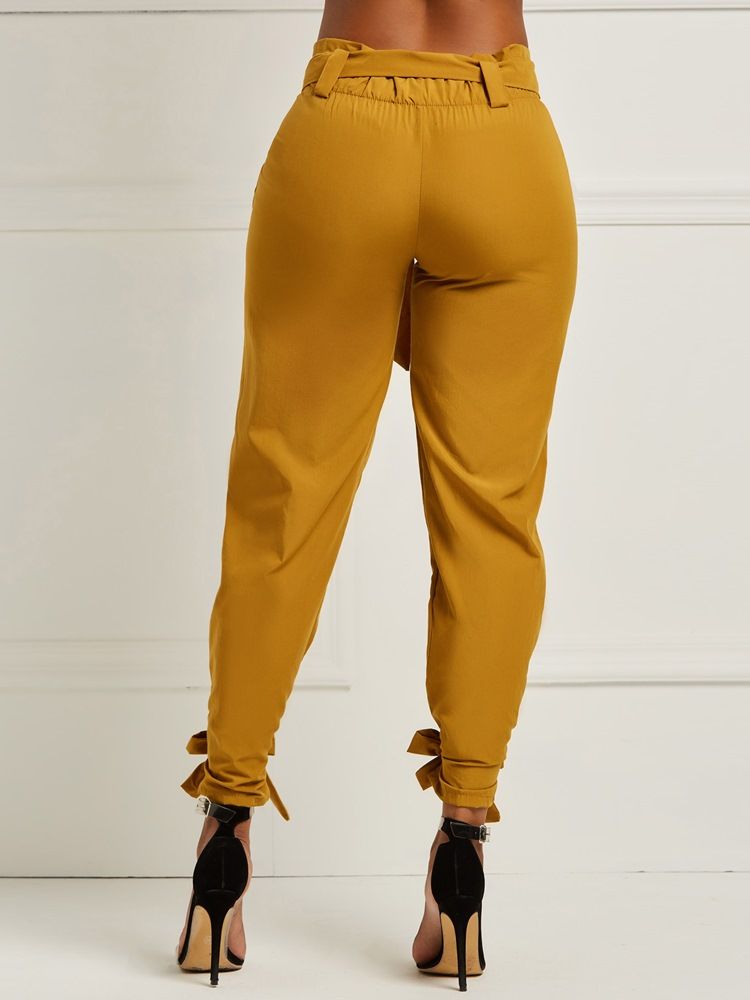 Bowknot Plain Pencil Pants For Kvinner