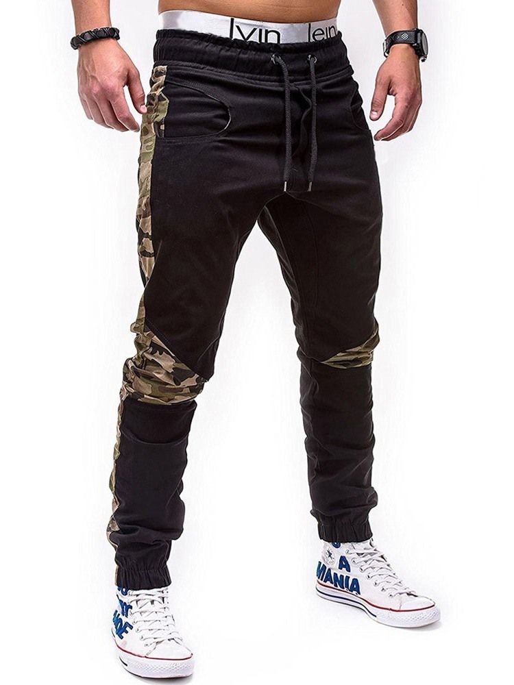 Camouflage Patchwork Mens Straight Casual Bukser