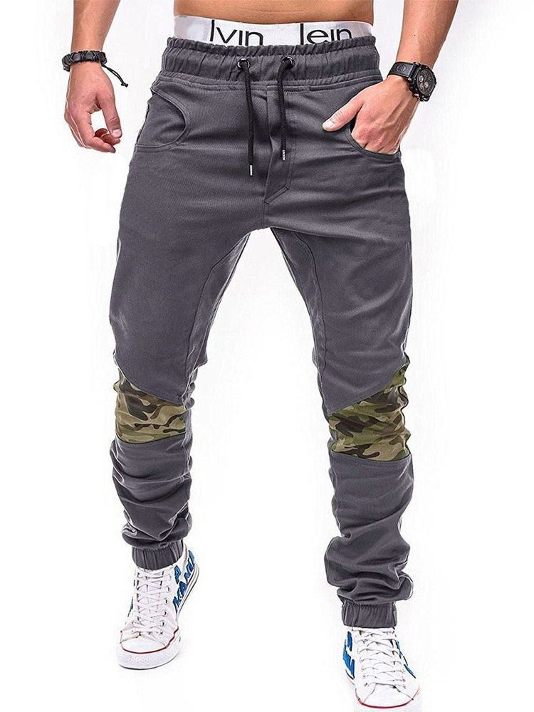 Camouflage Patchwork Mens Straight Casual Bukser