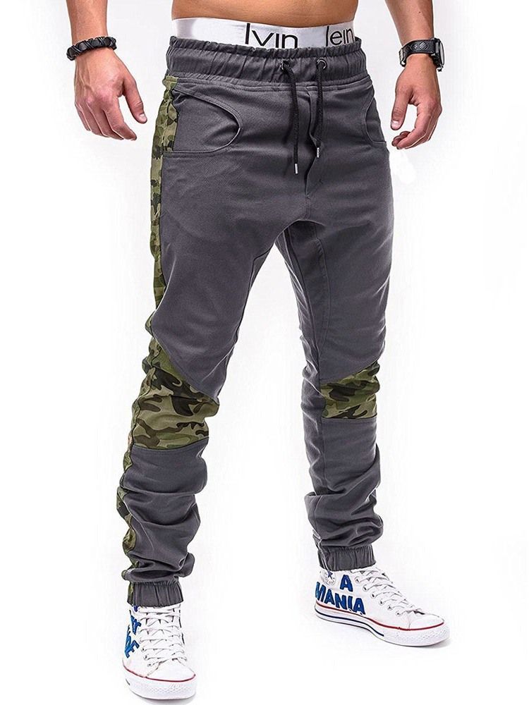 Camouflage Patchwork Mens Straight Casual Bukser