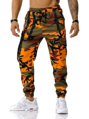 Camouflage Pocket Pencil Pants Casual Lace-up Casual Herre Pants