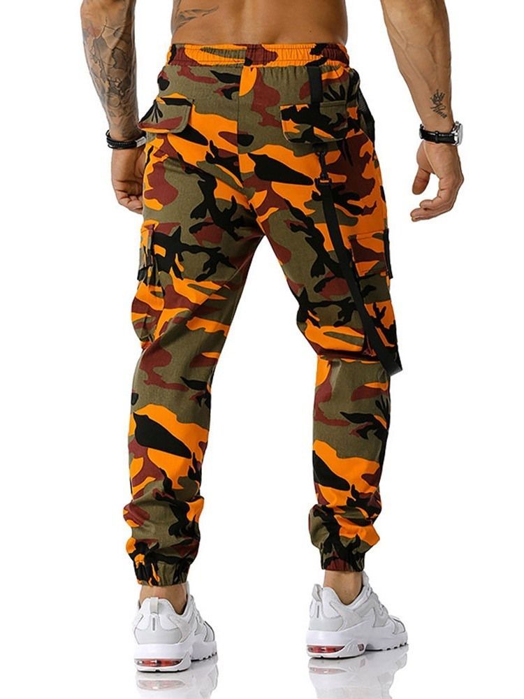 Camouflage Pocket Pencil Pants Casual Lace-up Casual Herre Pants