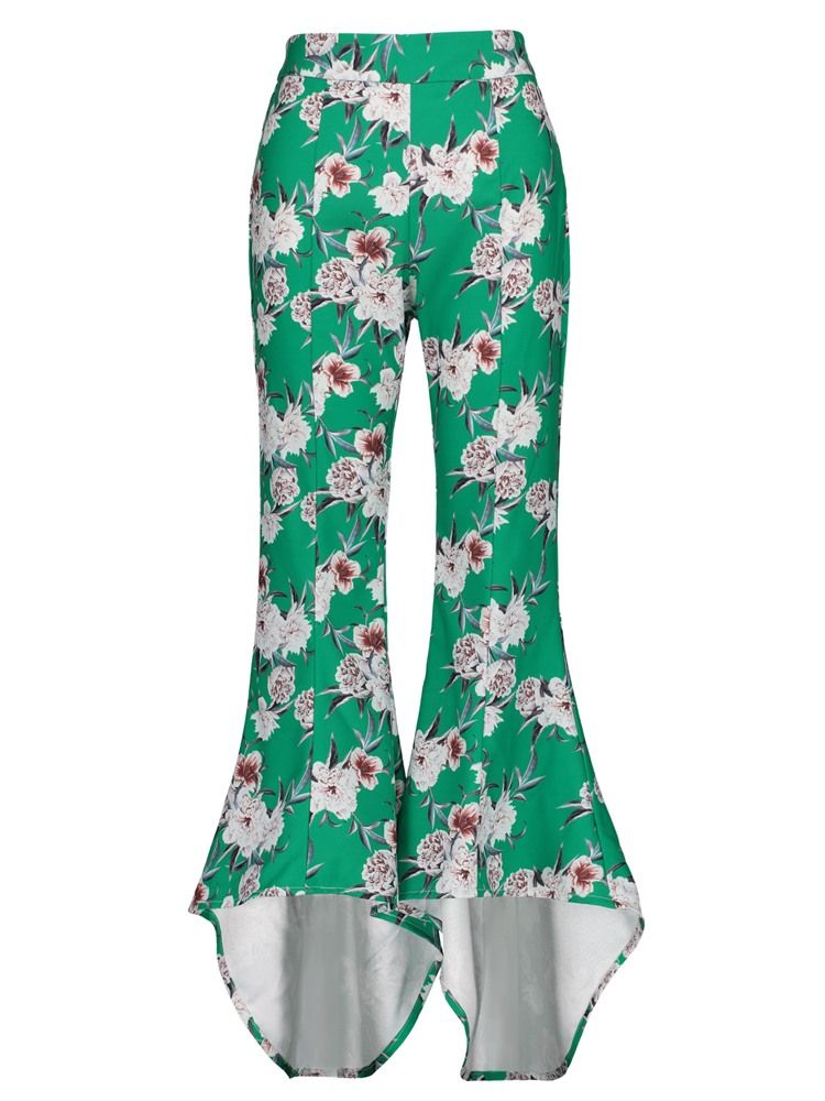 Color Block Floral Print Wide Legs Bukser For Kvinner