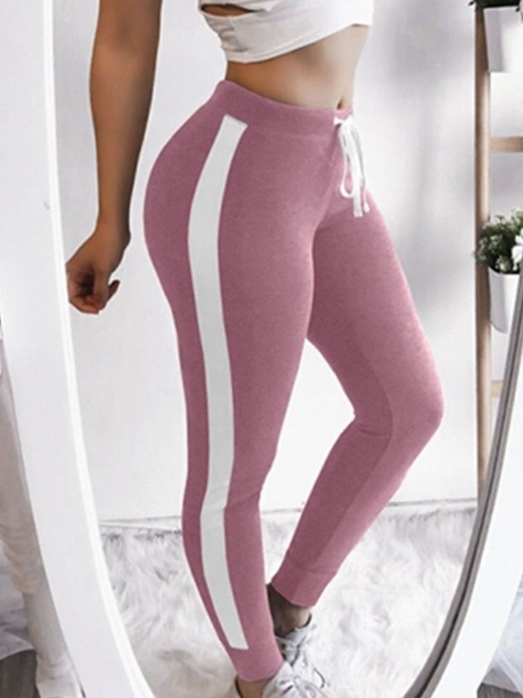 Fargeblokk For Kvinner Lace-up Sports Leggings