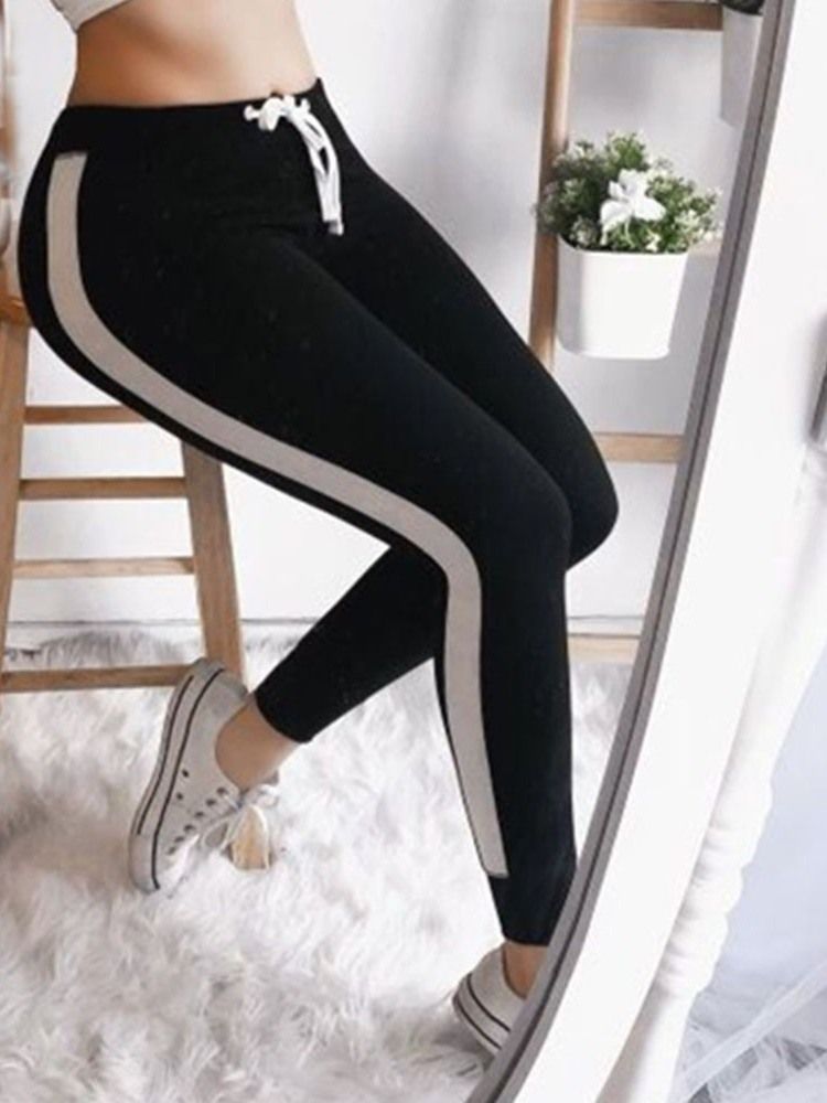 Fargeblokk For Kvinner Lace-up Sports Leggings