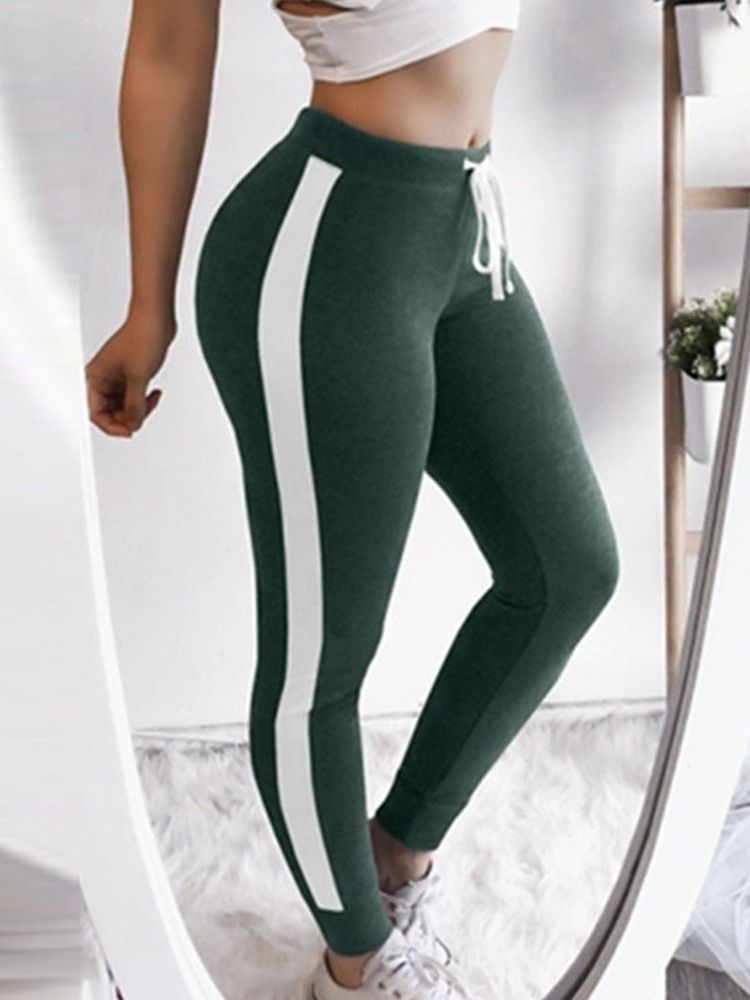 Fargeblokk For Kvinner Lace-up Sports Leggings