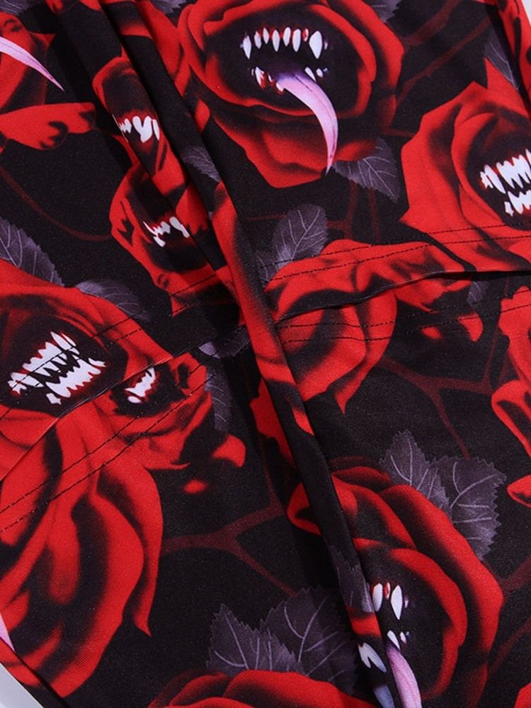 Halloween Kostymetrykk For Kvinner Lady Floral Leggings