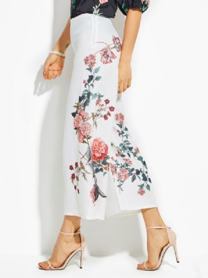 High-waist Cropped Flower Print Dame Pants