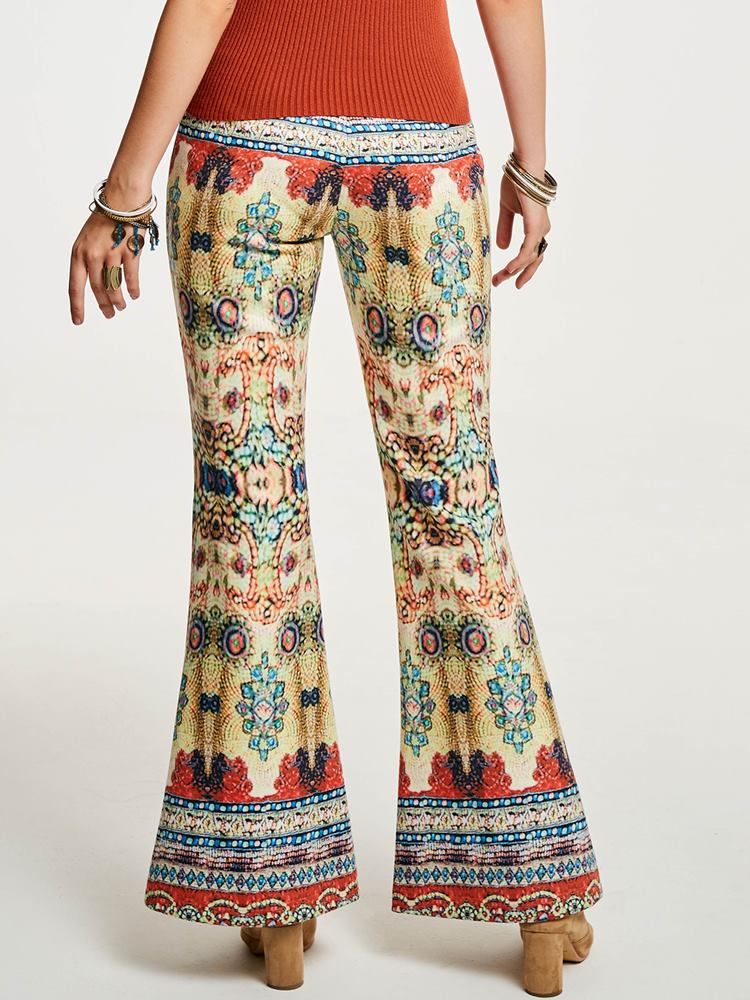 High-waist Geometric Print Dame Bellbottoms