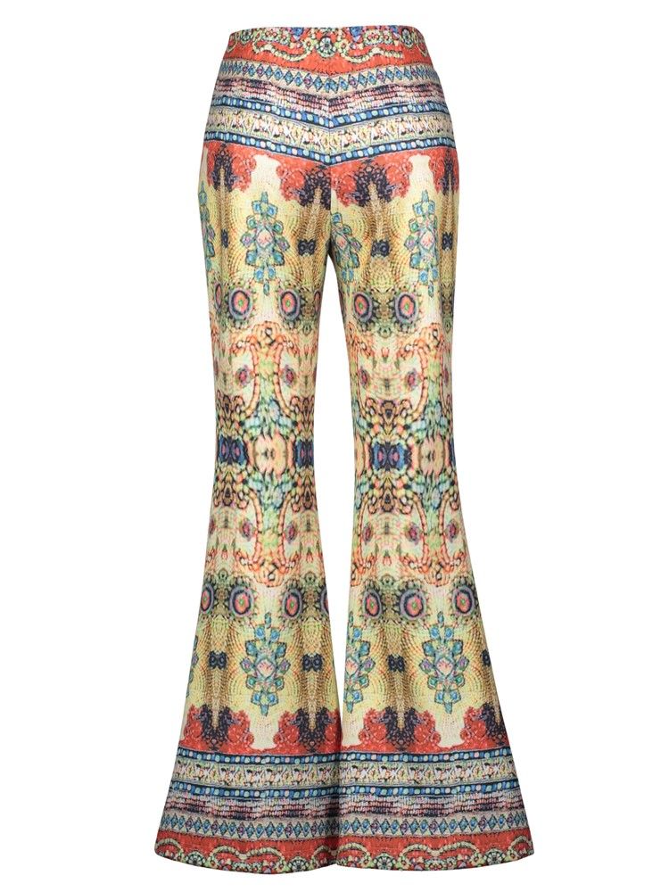 High-waist Geometric Print Dame Bellbottoms