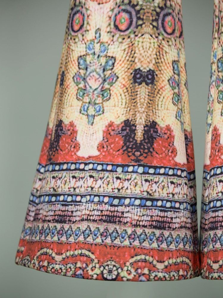 High-waist Geometric Print Dame Bellbottoms