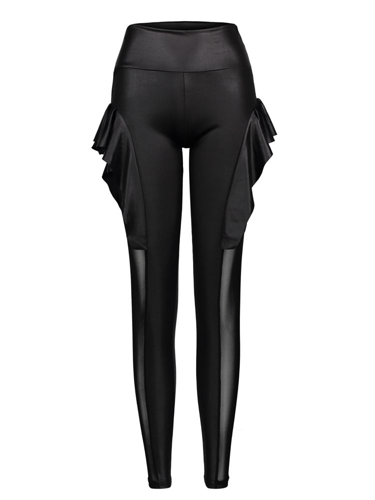 High-waist Mesh Falbala Patchwork Dame Leggings