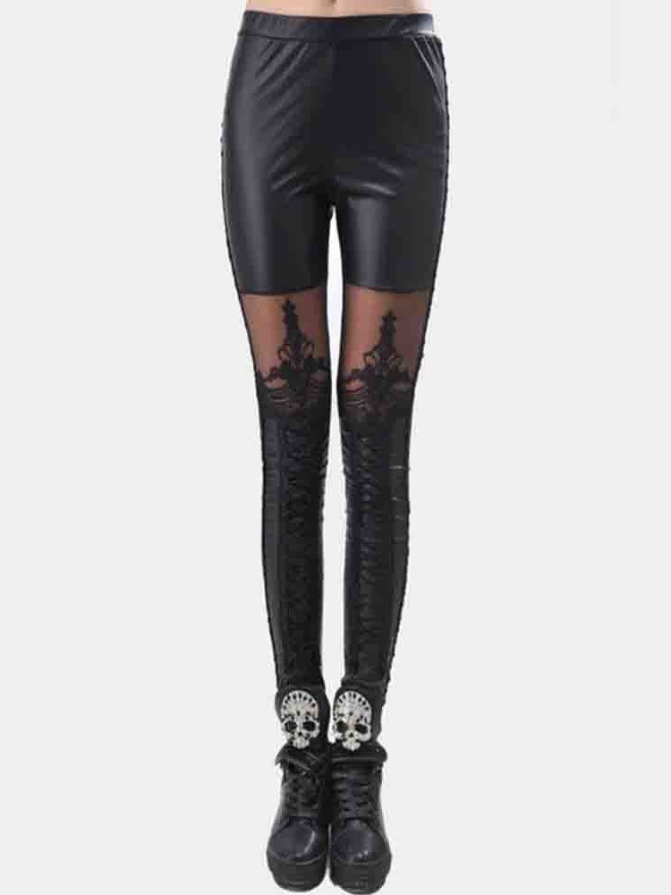 Kvinner Lace Plain Ankel Lengde Leggings