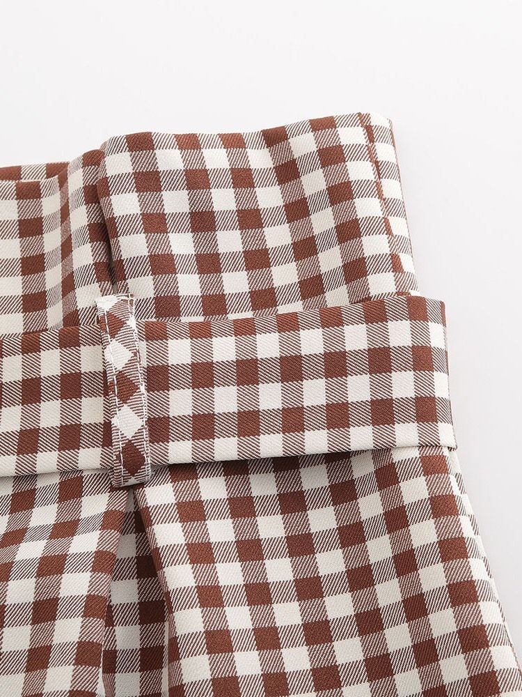 Kvinner Plaid Loose Ankel Lengde Høy Midje Casual Bukser