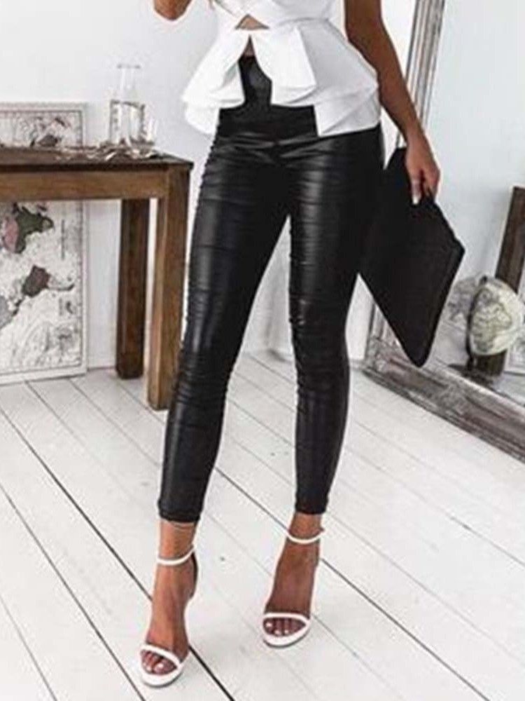 Kvinner Plain Casual High-waist Fashion Leggings