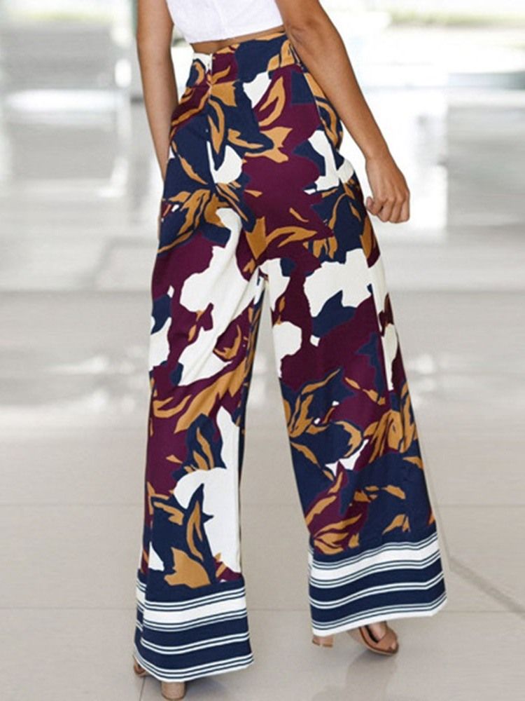 Kvinner Print Floral Loose Wide Leg Casual Bukser