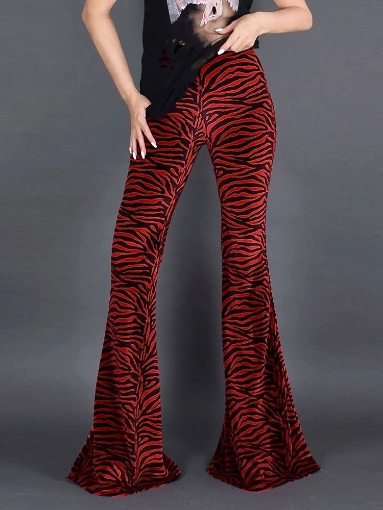 Kvinner Print Full Lengde Bellbottoms Slim Casual Bukser