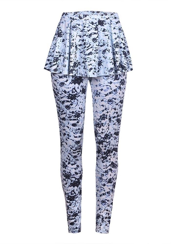 Kvinner Print Skinny Full Length Casual Bukser