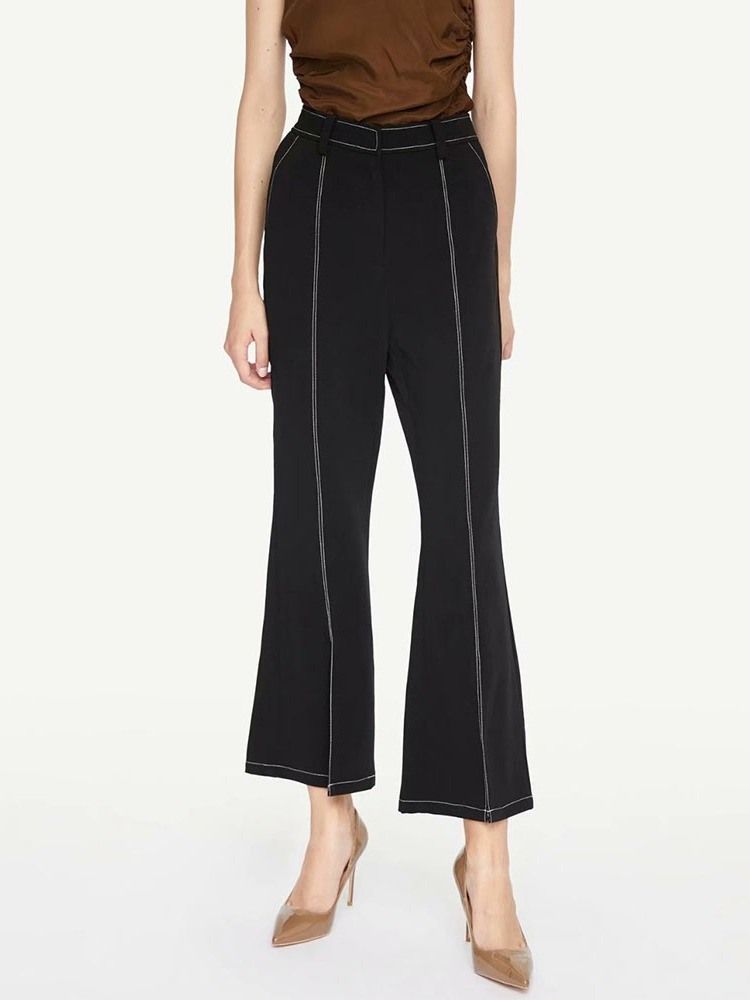 Kvinner Slim Bellbottoms Casual Bukser Med Høy Midje