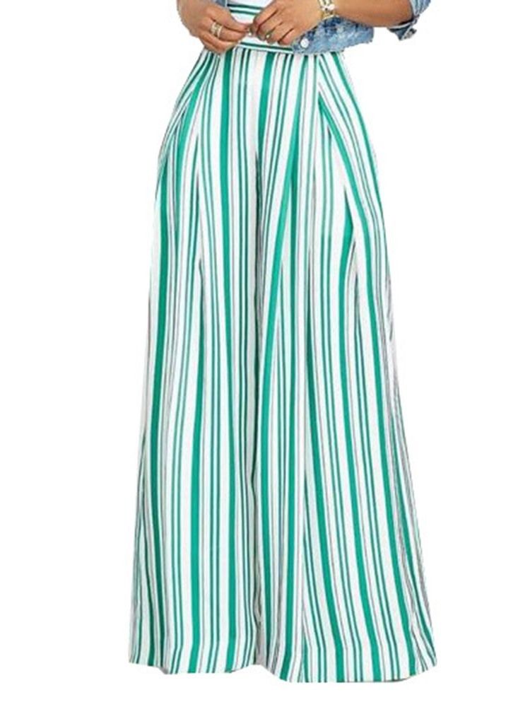 Kvinner Stripe Loose Full Length Casual Bukser