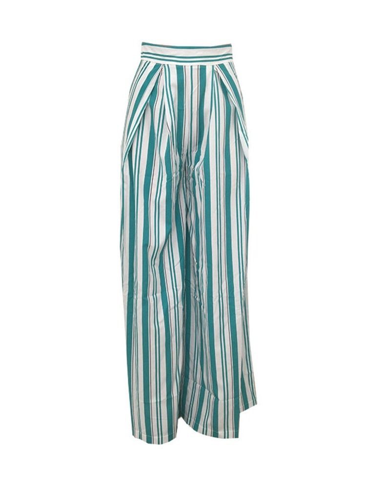 Kvinner Stripe Loose Full Length Casual Bukser