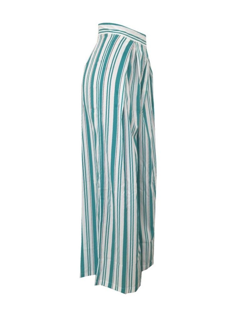 Kvinner Stripe Loose Full Length Casual Bukser