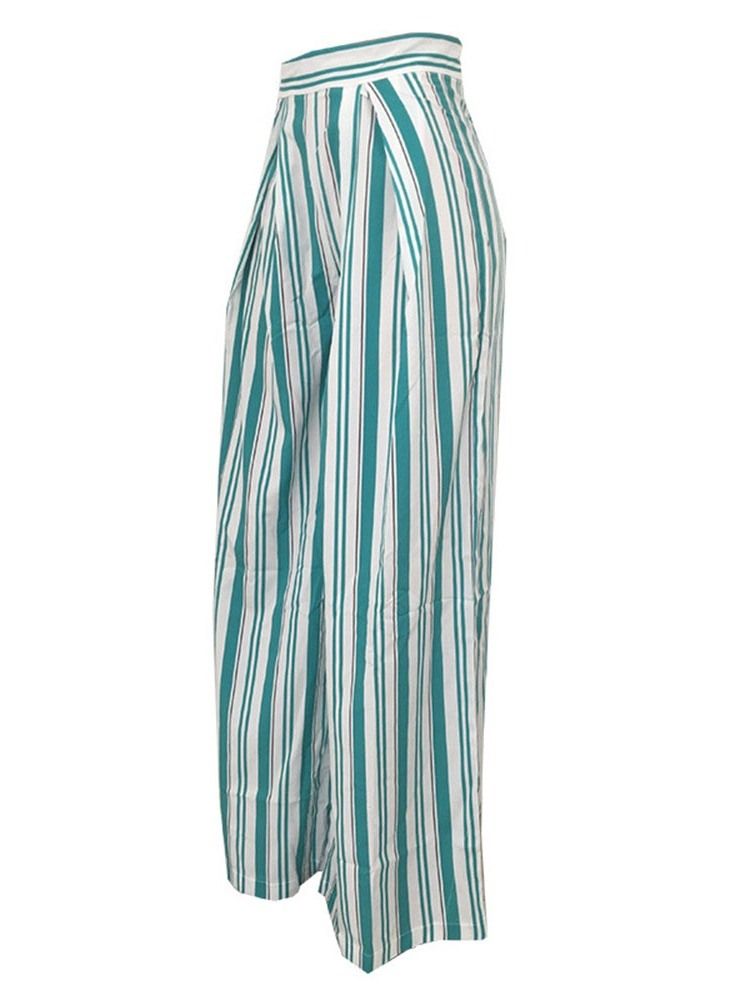 Kvinner Stripe Loose Full Length Casual Bukser