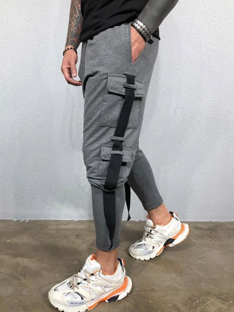 Lace-up Mid Waist Herre Casual Bukser