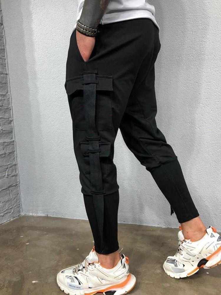 Lace-up Mid Waist Herre Casual Bukser