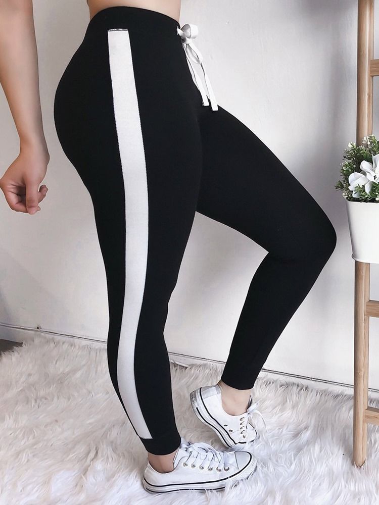 Lace-up Stripe Leggings For Kvinner