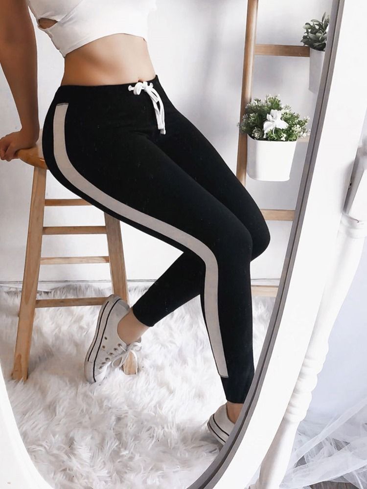 Lace-up Stripe Leggings For Kvinner