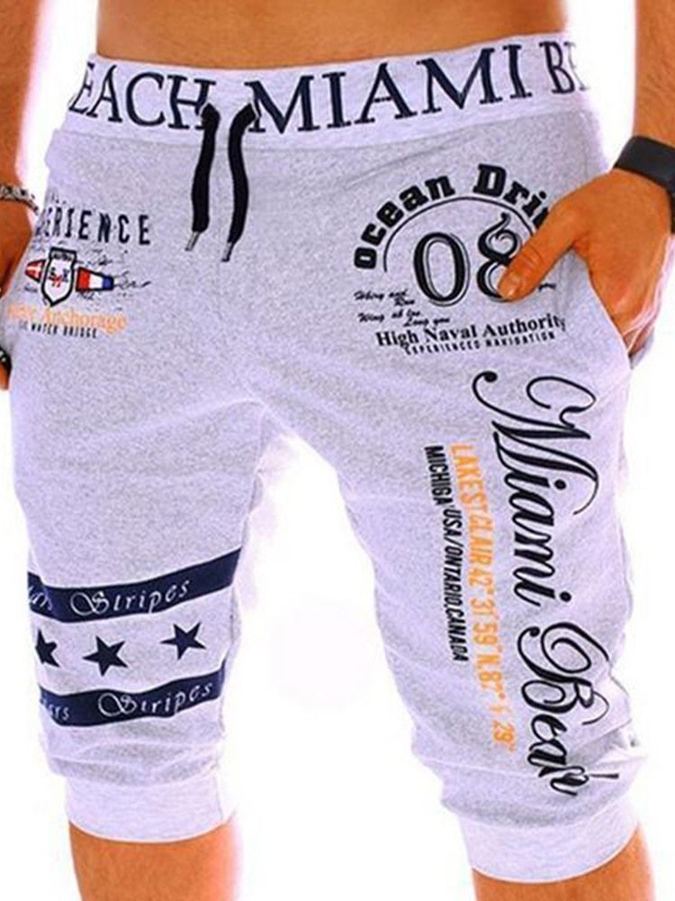 Letter Print Summer Casual Casual Herre Pants