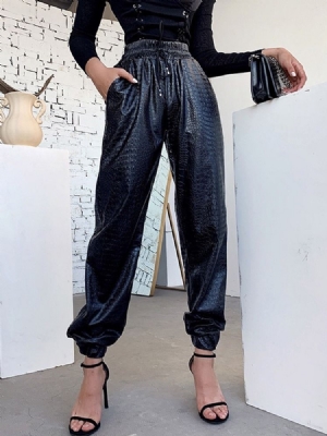 Loose Pleated Serpentine Pencil Pants Ankle Length Dame Casual Bukser