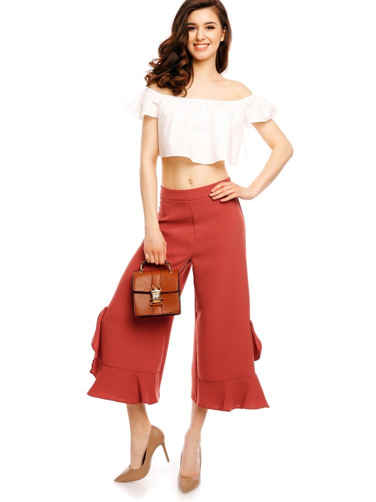 Loose Ruffles Wide Leg Dame Pants