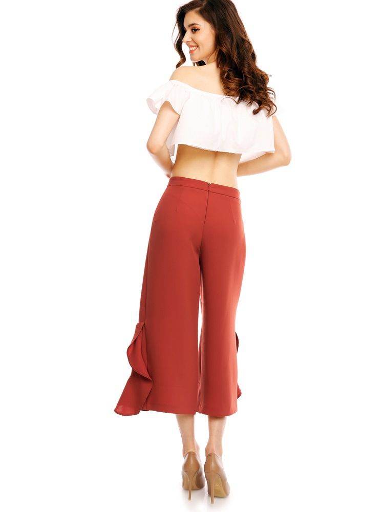 Loose Ruffles Wide Leg Dame Pants