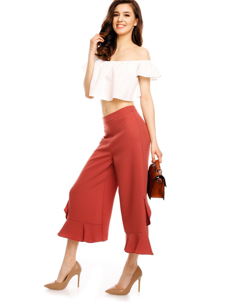 Loose Ruffles Wide Leg Dame Pants