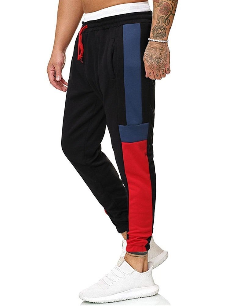 Patchwork Color Block Casual Snørebukser For Menn