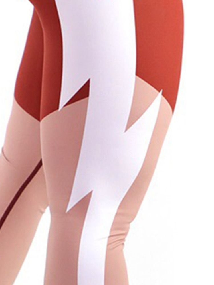 Patchwork Color Block Sports High-waist Leggings For Kvinner