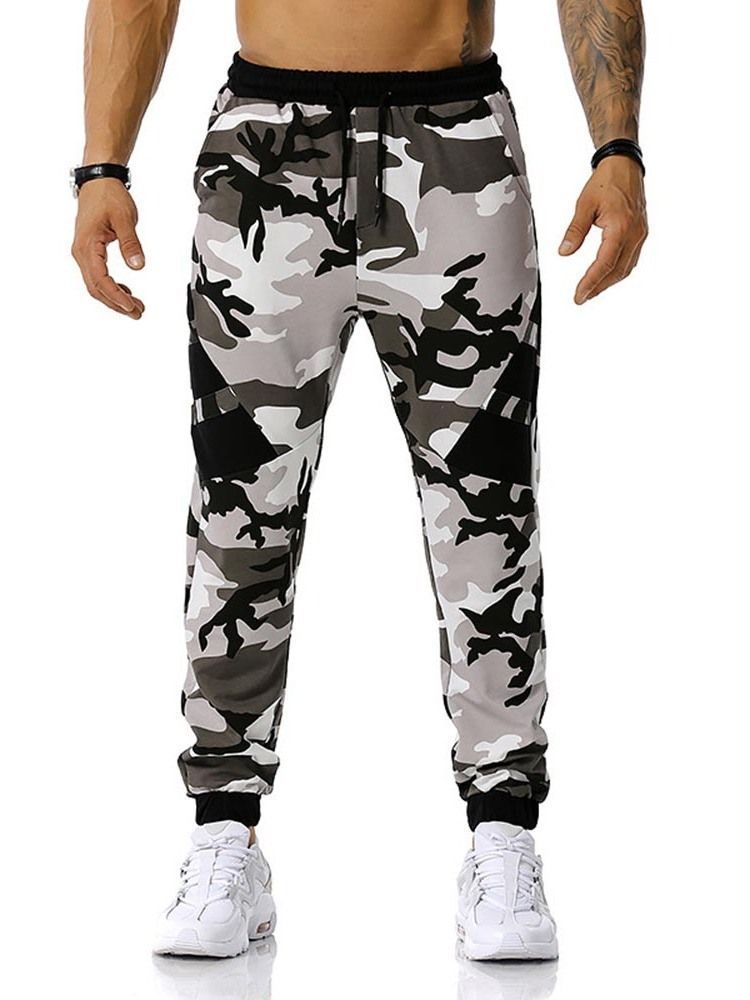 Pencil Pants Camouflage Print Mid Waist Herre Casual Bukser