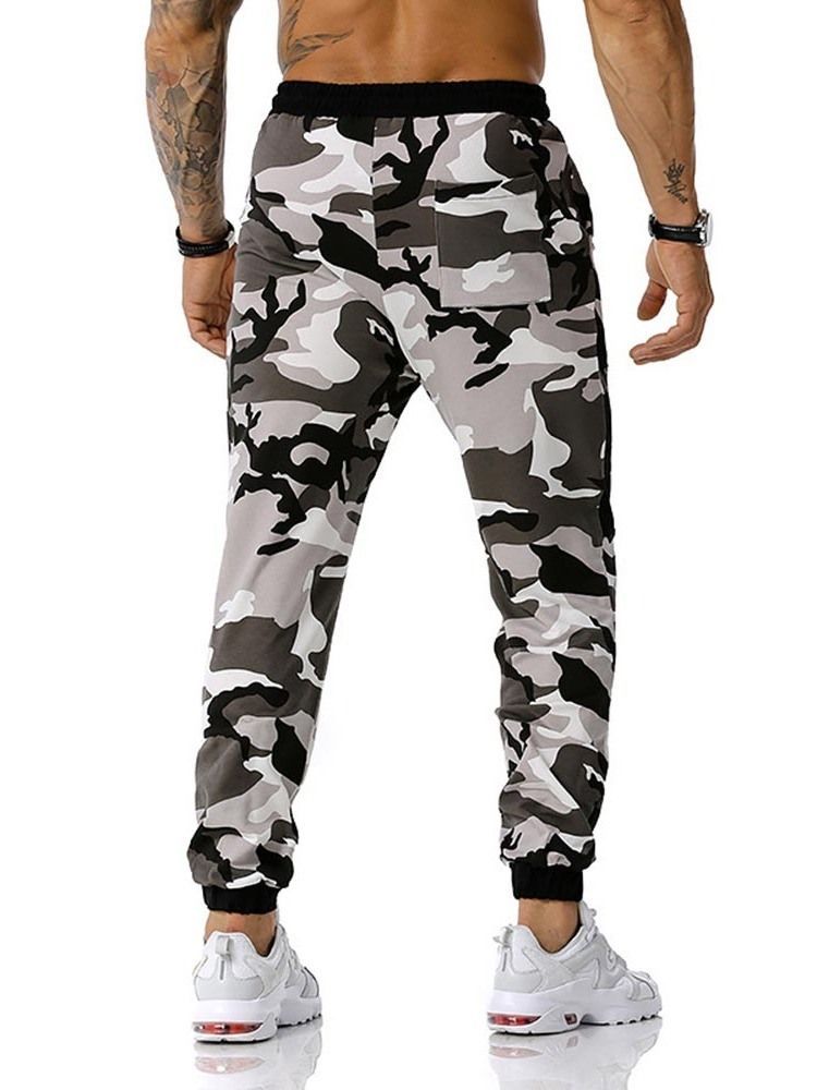 Pencil Pants Camouflage Print Mid Waist Herre Casual Bukser