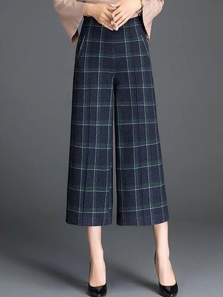 Plaid Cropped Pocket Dame Dress Pants