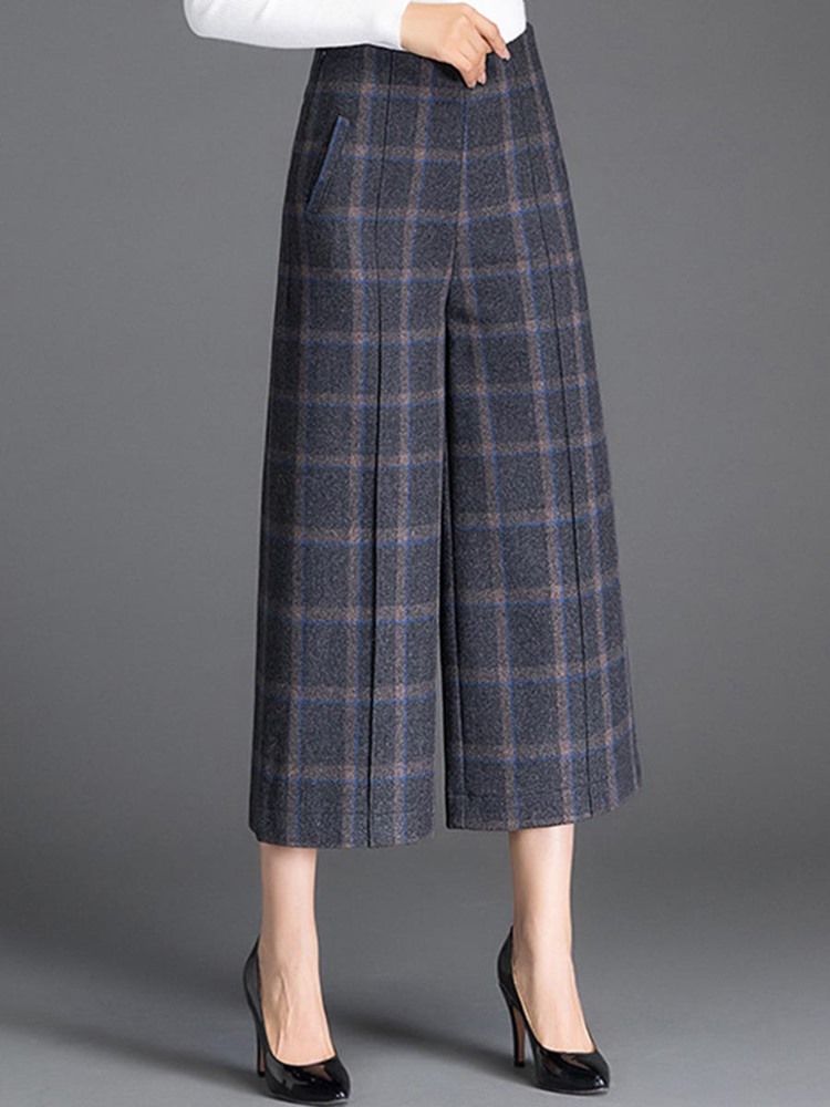 Plaid Cropped Pocket Dame Dress Pants