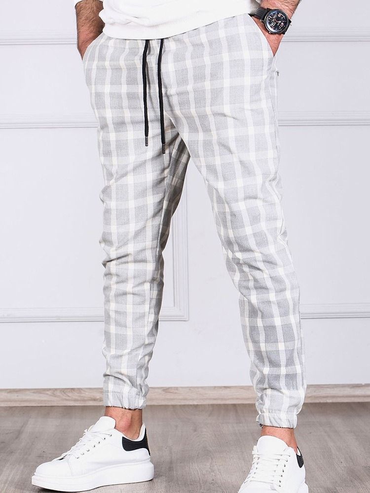 Plaid Pencil Pants Pocket Herre Casual Pants