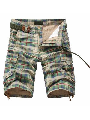 Plaid Straight Glidelås Mid Waist Mens Casual Bukser