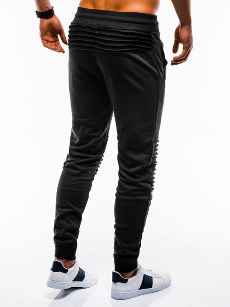 Plain Pocket Mid Waist Mens Casual Bukser