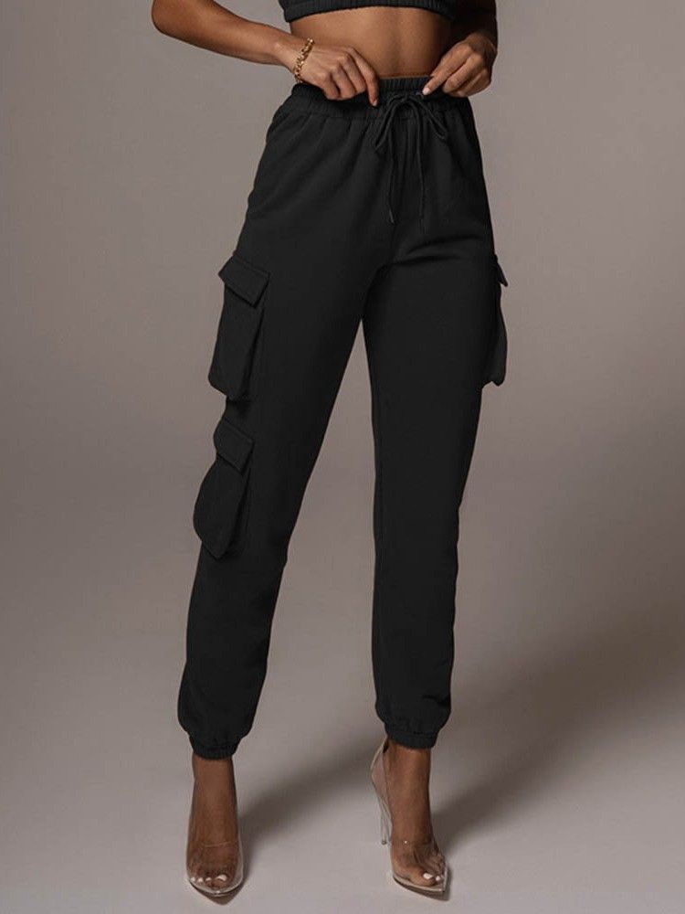 Plain Pocket Slim Full Length Pencil Pants Dame Casual Bukser