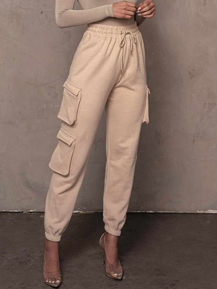 Plain Pocket Slim Full Length Pencil Pants Dame Casual Bukser