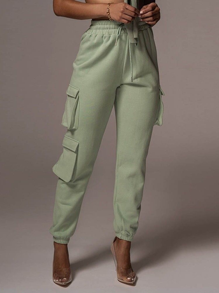 Plain Pocket Slim Full Length Pencil Pants Dame Casual Bukser